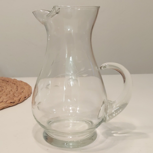 Princess House Etched Pitcher, vintage